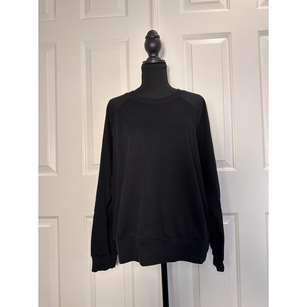 Old Navy Womens Black Raglan Sleeve Crewneck Sweatshirt Large Pullover